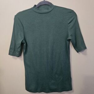 A New Day Women's Size S Half Sleeve Moch Turtleneck Tee Green Shirt